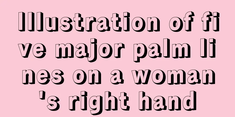 Illustration of five major palm lines on a woman's right hand