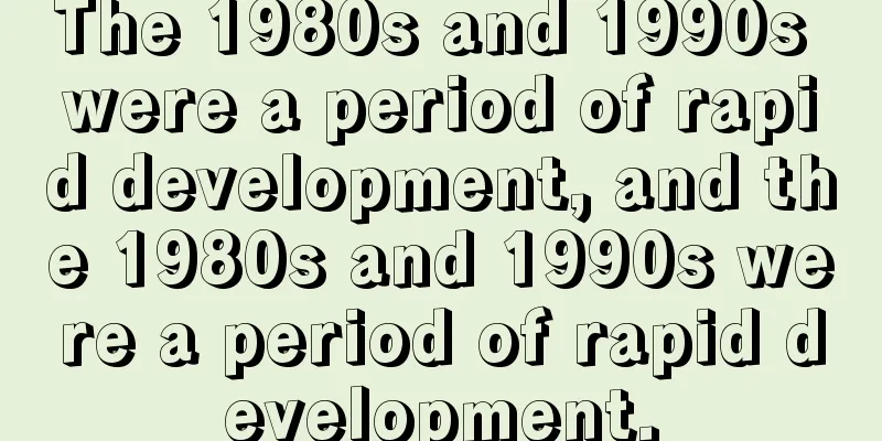 The 1980s and 1990s were a period of rapid development, and the 1980s and 1990s were a period of rapid development.