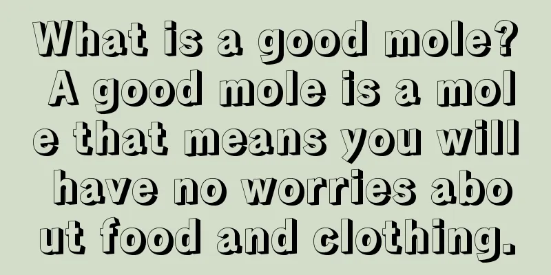 What is a good mole? A good mole is a mole that means you will have no worries about food and clothing.