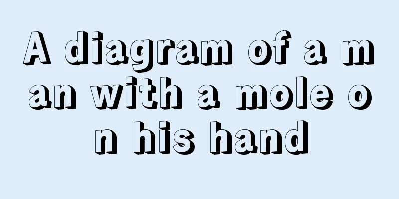 A diagram of a man with a mole on his hand