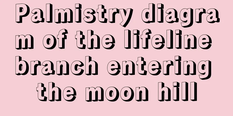 Palmistry diagram of the lifeline branch entering the moon hill