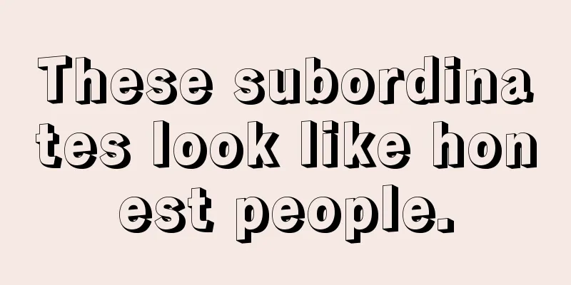 These subordinates look like honest people.