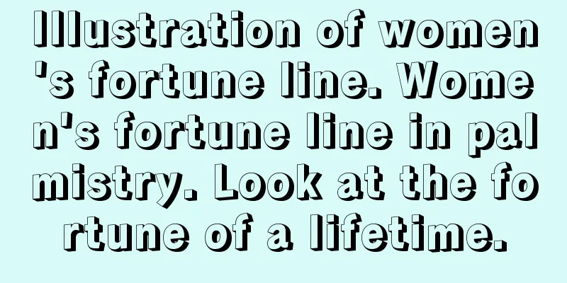 Illustration of women's fortune line. Women's fortune line in palmistry. Look at the fortune of a lifetime.