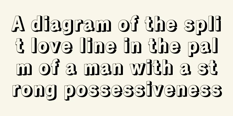 A diagram of the split love line in the palm of a man with a strong possessiveness