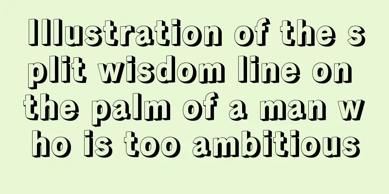 Illustration of the split wisdom line on the palm of a man who is too ambitious