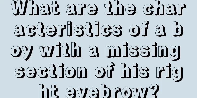 What are the characteristics of a boy with a missing section of his right eyebrow?