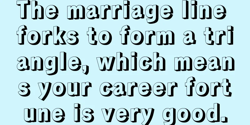The marriage line forks to form a triangle, which means your career fortune is very good.
