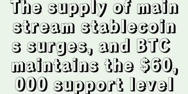 The supply of mainstream stablecoins surges, and BTC maintains the $60,000 support level
