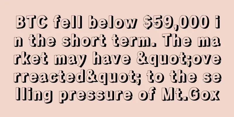 BTC fell below $59,000 in the short term. The market may have "overreacted" to the selling pressure of Mt.Gox
