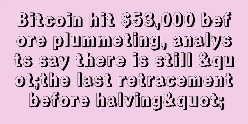 Bitcoin hit $53,000 before plummeting, analysts say there is still "the last retracement before halving"