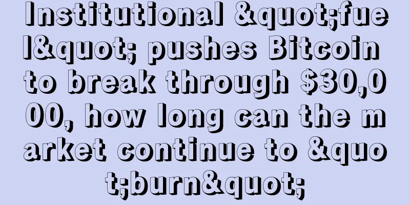 Institutional "fuel" pushes Bitcoin to break through $30,000, how long can the market continue to "burn"