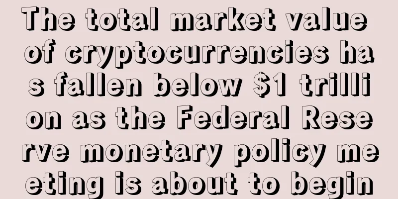 The total market value of cryptocurrencies has fallen below $1 trillion as the Federal Reserve monetary policy meeting is about to begin