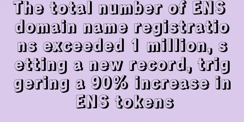 The total number of ENS domain name registrations exceeded 1 million, setting a new record, triggering a 90% increase in ENS tokens