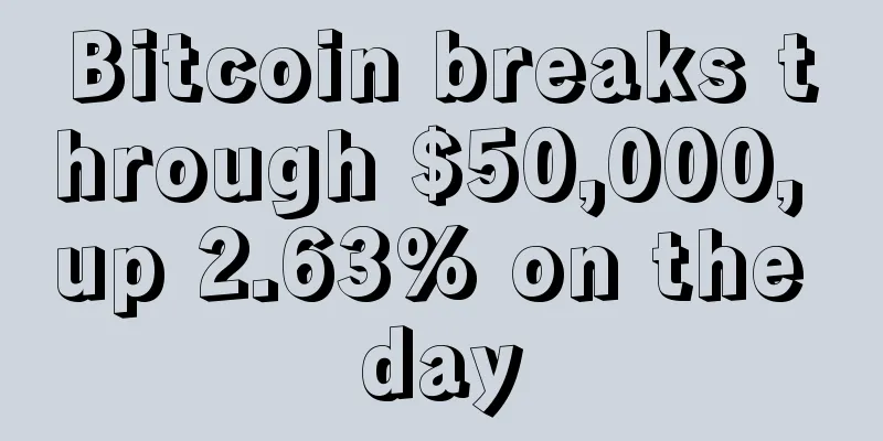 Bitcoin breaks through $50,000, up 2.63% on the day