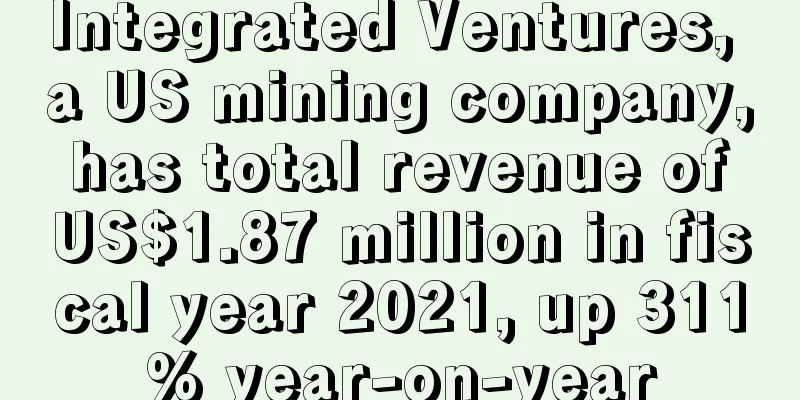 Integrated Ventures, a US mining company, has total revenue of US$1.87 million in fiscal year 2021, up 311% year-on-year