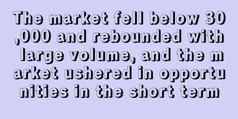 The market fell below 30,000 and rebounded with large volume, and the market ushered in opportunities in the short term
