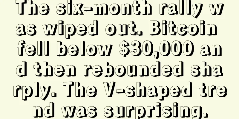 The six-month rally was wiped out. Bitcoin fell below $30,000 and then rebounded sharply. The V-shaped trend was surprising.