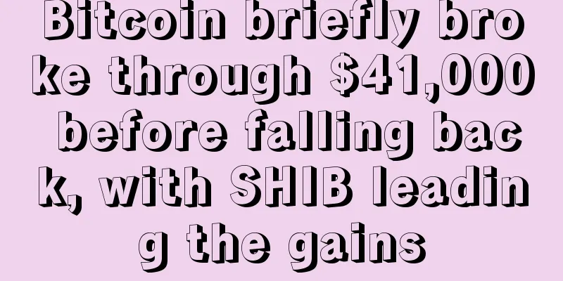 Bitcoin briefly broke through $41,000 before falling back, with SHIB leading the gains