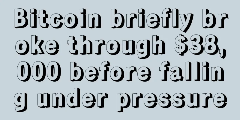 Bitcoin briefly broke through $38,000 before falling under pressure