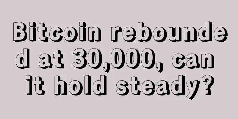 Bitcoin rebounded at 30,000, can it hold steady?