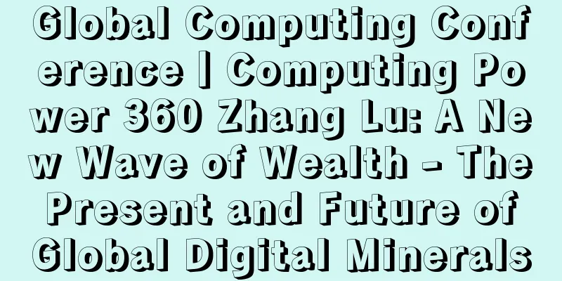 Global Computing Conference丨Computing Power 360 Zhang Lu: A New Wave of Wealth - The Present and Future of Global Digital Minerals