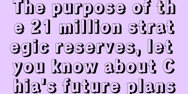 The purpose of the 21 million strategic reserves, let you know about Chia's future plans