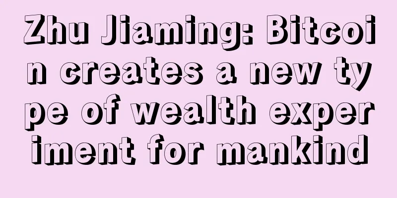 Zhu Jiaming: Bitcoin creates a new type of wealth experiment for mankind