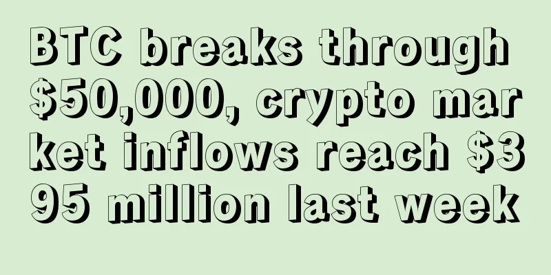 BTC breaks through $50,000, crypto market inflows reach $395 million last week