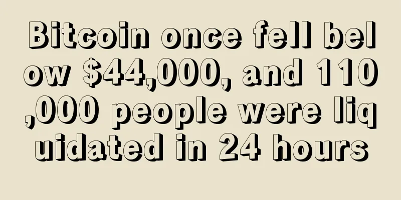 Bitcoin once fell below $44,000, and 110,000 people were liquidated in 24 hours