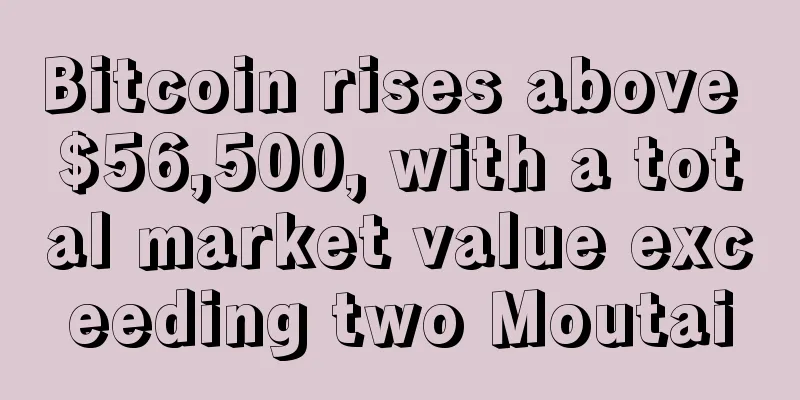 Bitcoin rises above $56,500, with a total market value exceeding two Moutai