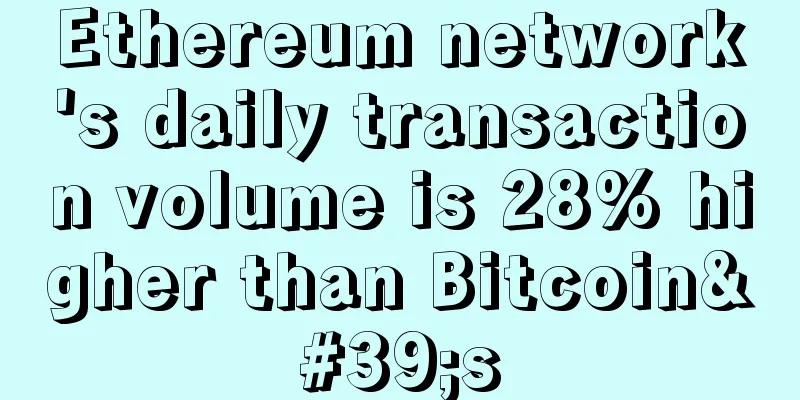Ethereum network's daily transaction volume is 28% higher than Bitcoin's