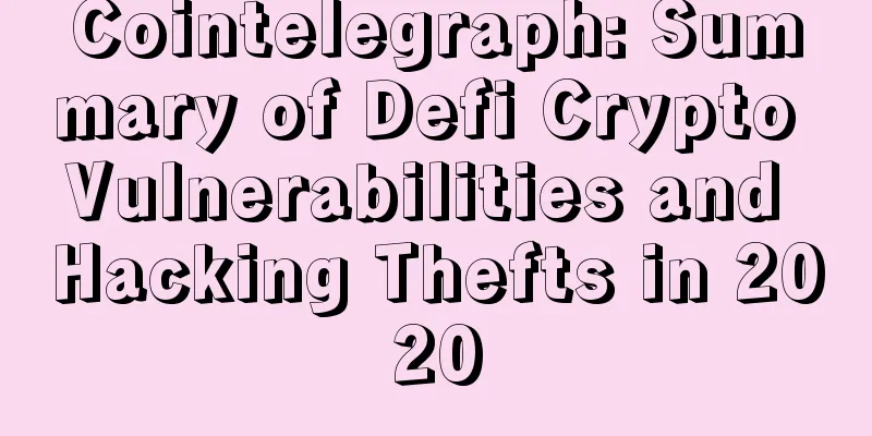Cointelegraph: Summary of Defi Crypto Vulnerabilities and Hacking Thefts in 2020