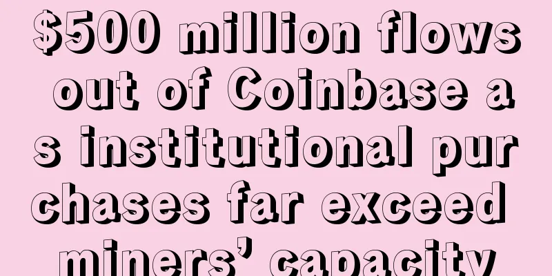 $500 million flows out of Coinbase as institutional purchases far exceed miners’ capacity