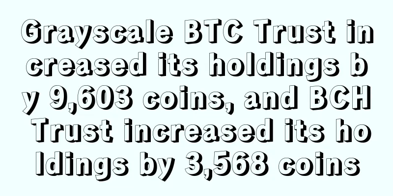 Grayscale BTC Trust increased its holdings by 9,603 coins, and BCH Trust increased its holdings by 3,568 coins