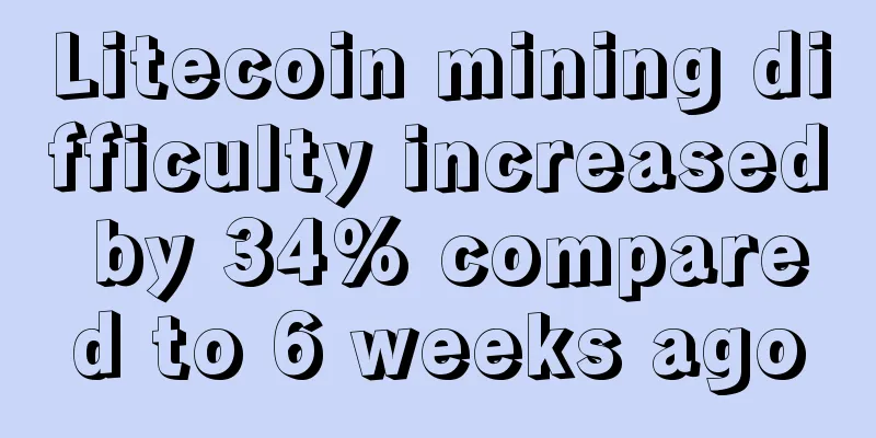 Litecoin mining difficulty increased by 34% compared to 6 weeks ago