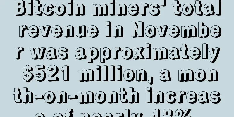 Bitcoin miners' total revenue in November was approximately $521 million, a month-on-month increase of nearly 48%.