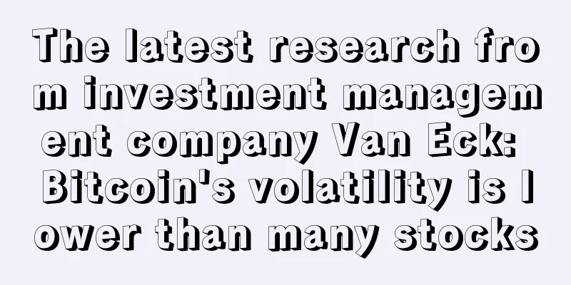 The latest research from investment management company Van Eck: Bitcoin's volatility is lower than many stocks