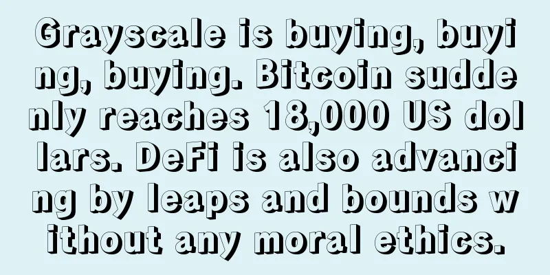 Grayscale is buying, buying, buying. Bitcoin suddenly reaches 18,000 US dollars. DeFi is also advancing by leaps and bounds without any moral ethics.