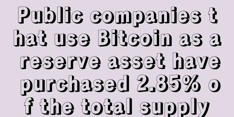 Public companies that use Bitcoin as a reserve asset have purchased 2.85% of the total supply