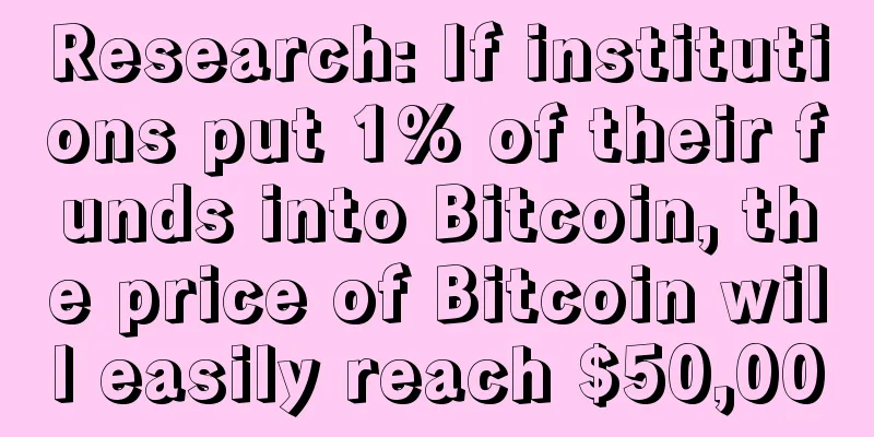 Research: If institutions put 1% of their funds into Bitcoin, the price of Bitcoin will easily reach $50,000