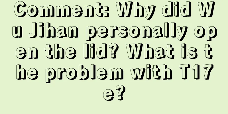 Comment: Why did Wu Jihan personally open the lid? What is the problem with T17e?
