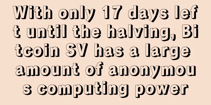 With only 17 days left until the halving, Bitcoin SV has a large amount of anonymous computing power