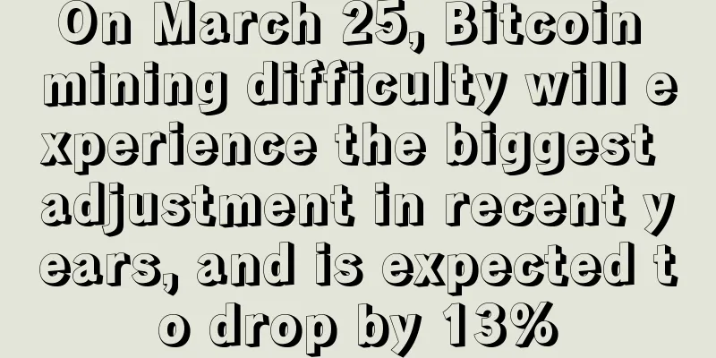 On March 25, Bitcoin mining difficulty will experience the biggest adjustment in recent years, and is expected to drop by 13%