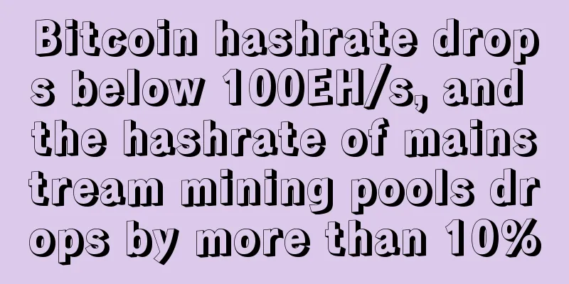 Bitcoin hashrate drops below 100EH/s, and the hashrate of mainstream mining pools drops by more than 10%