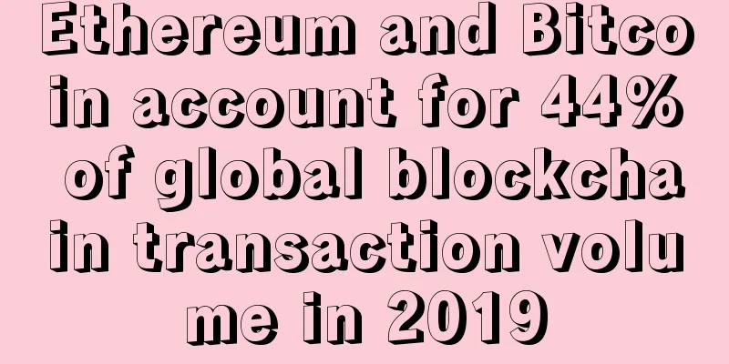 Ethereum and Bitcoin account for 44% of global blockchain transaction volume in 2019