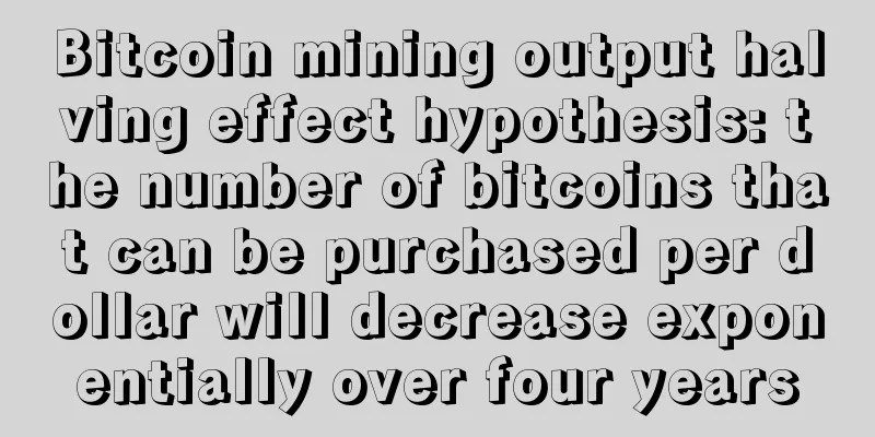 Bitcoin mining output halving effect hypothesis: the number of bitcoins that can be purchased per dollar will decrease exponentially over four years