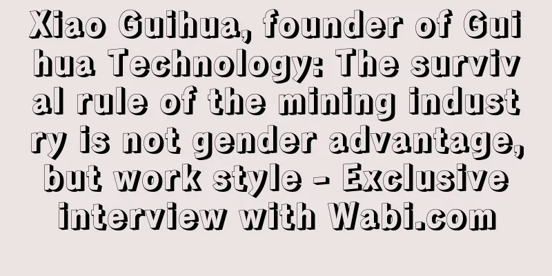 Xiao Guihua, founder of Guihua Technology: The survival rule of the mining industry is not gender advantage, but work style - Exclusive interview with Wabi.com