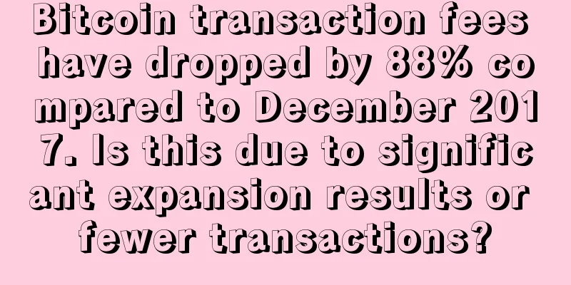 Bitcoin transaction fees have dropped by 88% compared to December 2017. Is this due to significant expansion results or fewer transactions?