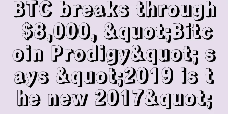 BTC breaks through $8,000, "Bitcoin Prodigy" says "2019 is the new 2017"