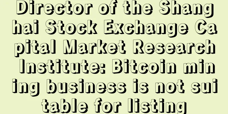 Director of the Shanghai Stock Exchange Capital Market Research Institute: Bitcoin mining business is not suitable for listing